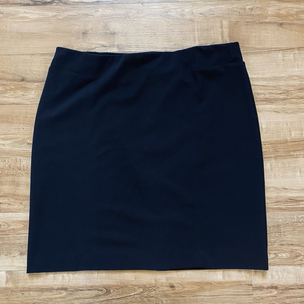 J. JILL XL Black Ponte Pencil Skirt A-Line Knee Length High Waist Stretch Slim